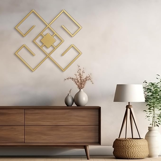 SIGNLEADER Metal Wall Decor Folk Symbol Minimalist Modern Luxury Wall Sculpture Hangings 3D Statue Home Decoration for Living Room, Bedroom, Bathroom, Kitchen, Fireplace, Office - 24" Gold