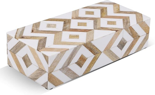 Handicrafts Home Decorative Organizer Box 10x5 – Large Keepsake Box with Lid, Modern Decorative Storage Box, Bohemian Coffee Table Décor, Jewelry & Memory Box, Decorative Accent Box for Home Décor