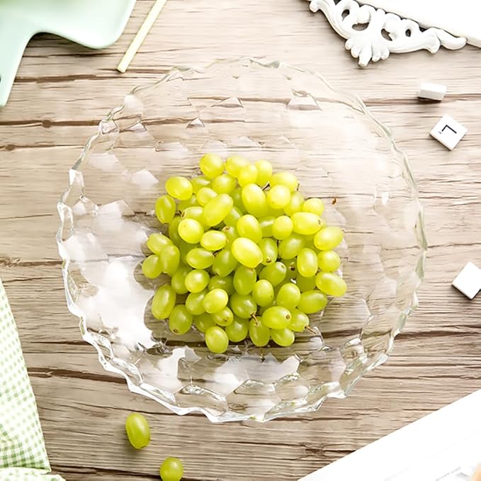 2 Pack Glass Fruit Bowl, Fruit Basket Holder, Crystal Fruit Bowl, Dessert Plate,Decorative Pedestal Bowl,for Table Décor for Home,Office, Wedding Decor, Fruit, Snack, Dessert (Large,Grey)