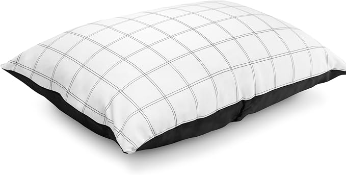 DozyBoy Fluff and Stuff Comfort Pillow | Queen Size Memory Foam Pillows, Chiropractor Designed and Approved 2-in-1 Back Support and Bed Pillows | Fully Adjustable Pillow (Checker, Queen (Pack of 1))