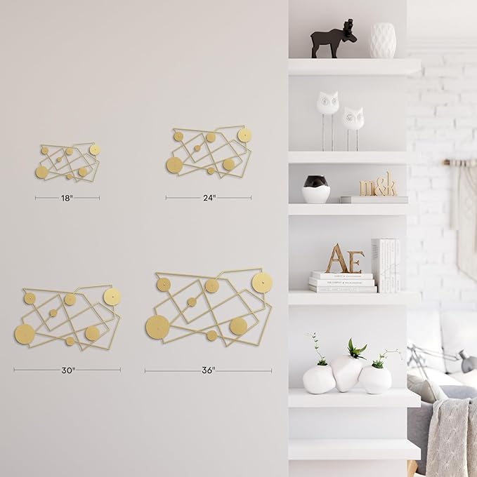 SIGNLEADER Metal Wall Decor Picasso Lines Geometric Minimalist Modern Luxury Wall Sculpture Hangings 3D Statue Home Decoration for Living Room, Bedroom, Bathroom, Kitchen, Fireplace, Office - 24" Gold