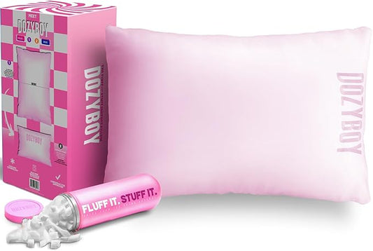DozyBoy Fluff and Stuff Comfort Pillow | Queen Size Memory Foam Pillows, Chiropractor Designed and Approved 2-in-1 Back Support and Bed Pillows | Fully Adjustable Pillow (Rosie, Queen (Pack of 1))