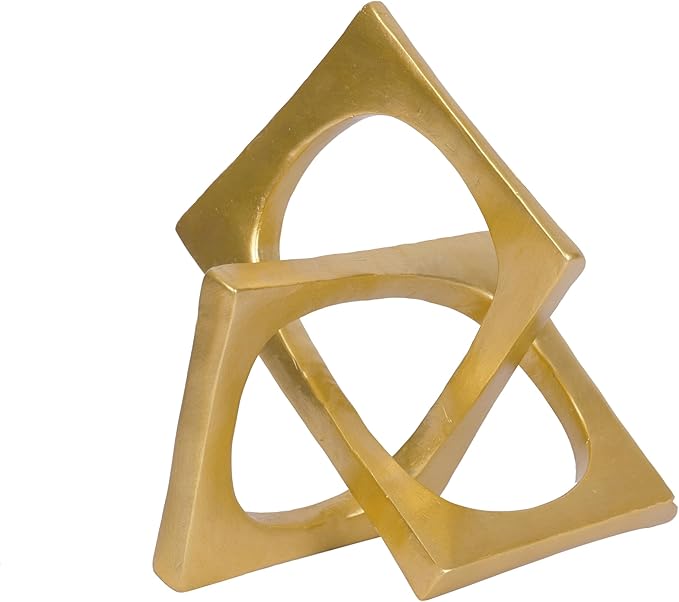 Modern Geometric Cube Sculpture Gold Knot Statue Decor Tabletop Sculpture and Figurines Cube Decorative Ornaments Knick Knacks Home Decor for Shelves Coffee Table Bookshelf Decoration Gifts
