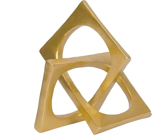 Modern Geometric Cube Sculpture Gold Knot Statue Decor Tabletop Sculpture and Figurines Cube Decorative Ornaments Knick Knacks Home Decor for Shelves Coffee Table Bookshelf Decoration Gifts