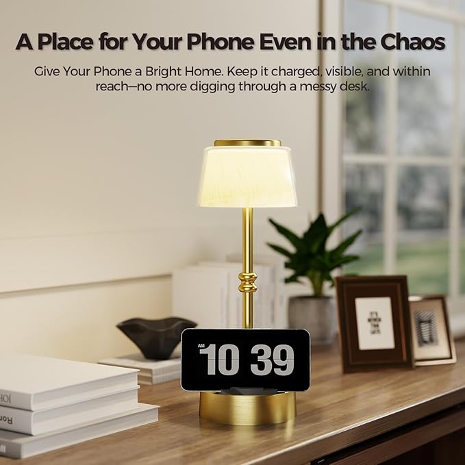 LED Cordless Lamp, 5 Colors Stepless Dimming Table Lamp, Built-in 4400mAh Rechargeable Battery with USB Charging Port, Portable Touch Bedside Light for Patio, Restaurant, Dining (2, Gold)