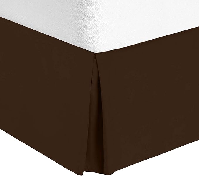 Valencia Beddings Split Corner Bed Skirt 18 Inch Drop King Size 100% Natural Cotton Wrinkle and Fade Resistant King Size, Brown Solid