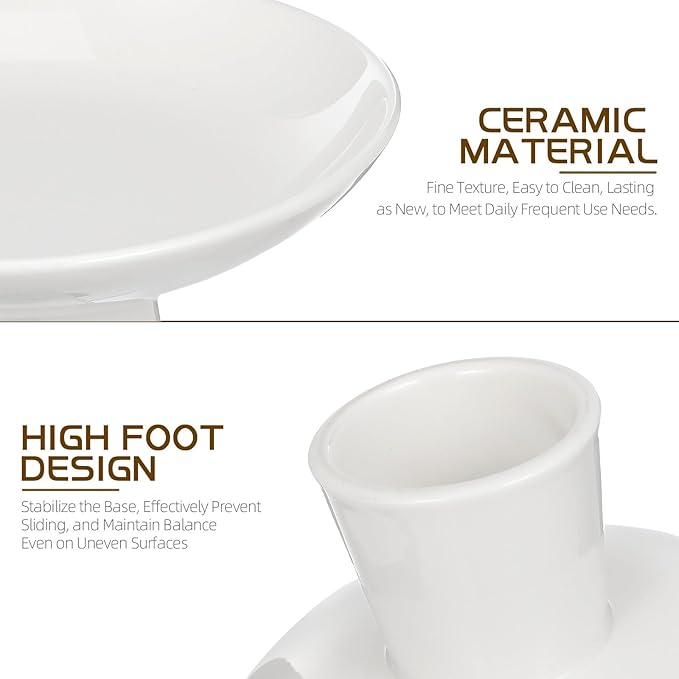 VILLCASE Footed Fruit Bowl Ceramic, 7 inch Decorative Pedestal Bowl for Snacks Dessert, Modern Ceramic Fruit Container Basket for Home Dining Kitchen Counter Decor