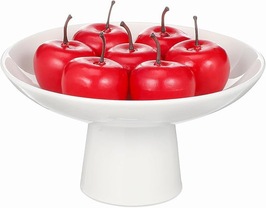 VILLCASE Footed Fruit Bowl Ceramic, 7 inch Decorative Pedestal Bowl for Snacks Dessert, Modern Ceramic Fruit Container Basket for Home Dining Kitchen Counter Decor