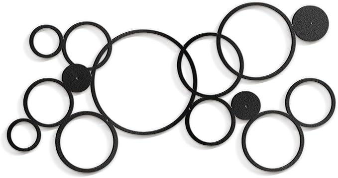 SIGNLEADER Metal Wall Decor Geometric Circles Bubbles Minimalist Modern Luxury Wall Sculpture Hangings 3D Statue Home Decoration for Living Room, Bedroom, Bathroom, Kitchen, Fireplace, Office - 24" Black