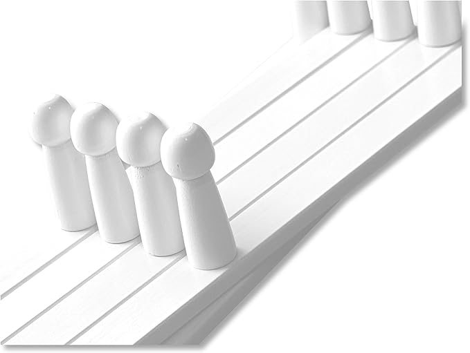Expandable Wooden Coat Rack Hanger - Large Accordion Hanger with Expanding Pegs | Hand Made Modern Wooden Hat Rack for Wall | Hang Coat, Jacket, Hat | Wall Rack – 14 Hook, Chalk White