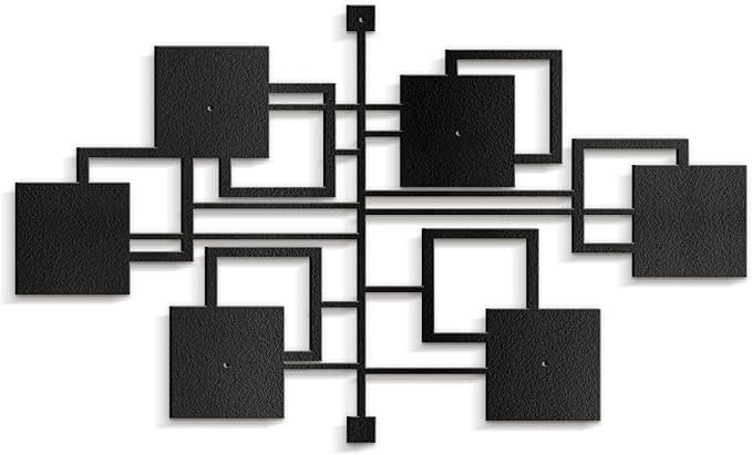 SIGNLEADER Metal Wall Decor Rectangles Geometric Minimalist Modern Luxury Wall Sculpture Hangings 3D Statue Home Decoration for Living Room, Bedroom, Bathroom, Kitchen, Fireplace, Office - 18" Black