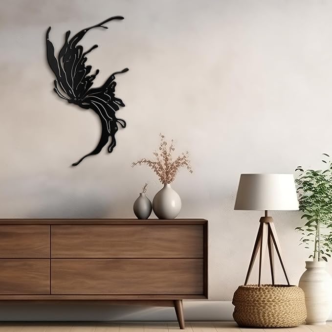 SIGNLEADER Metal Wall Art Decor All Black Flying Bird Minimalist Modern Abstract Wall Sculpture Hangings Home Decoration for Living Room, Bedroom, Bathroom, Kitchen, Outdoor - 18" Black