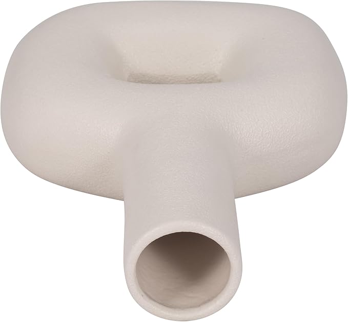 Modern Open-Cut Dolomite Vase for Living Room Decor and Home Accents - Decorative Flower Vase for Room, Bedroom or Office Display - Elevate House Display and Console Table Decor - 8", Ivory