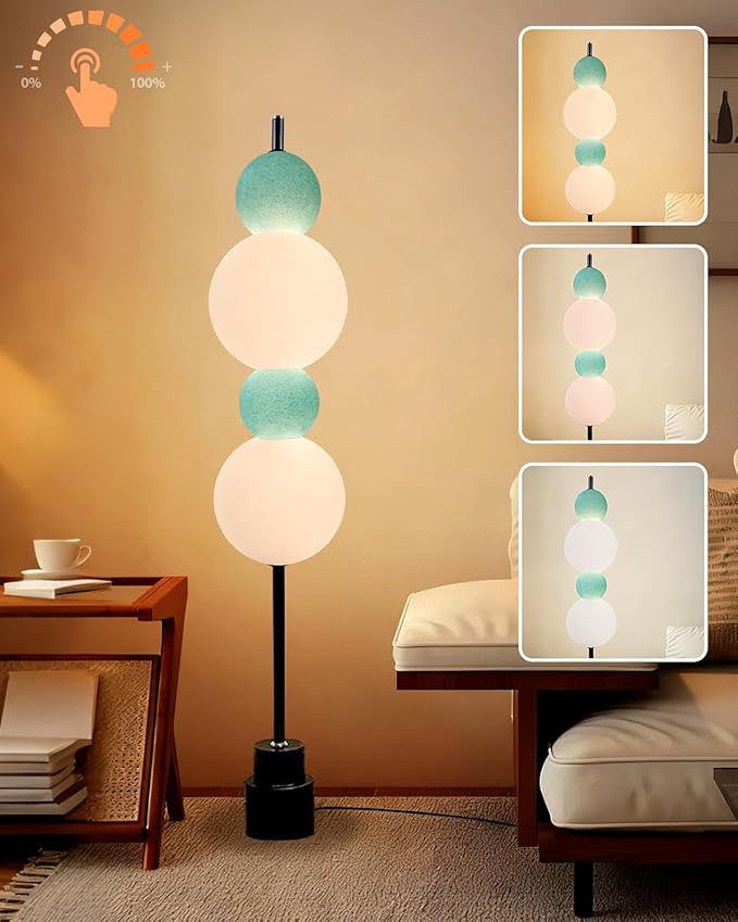 ACOHOOK Blue Globe Floor Lamp - 3 CCT (3000K/4000K/5000K) Dimmable LED, Touch Switch, Modern Tall Standing Lamp for Bedroom, Living Room, Home Office