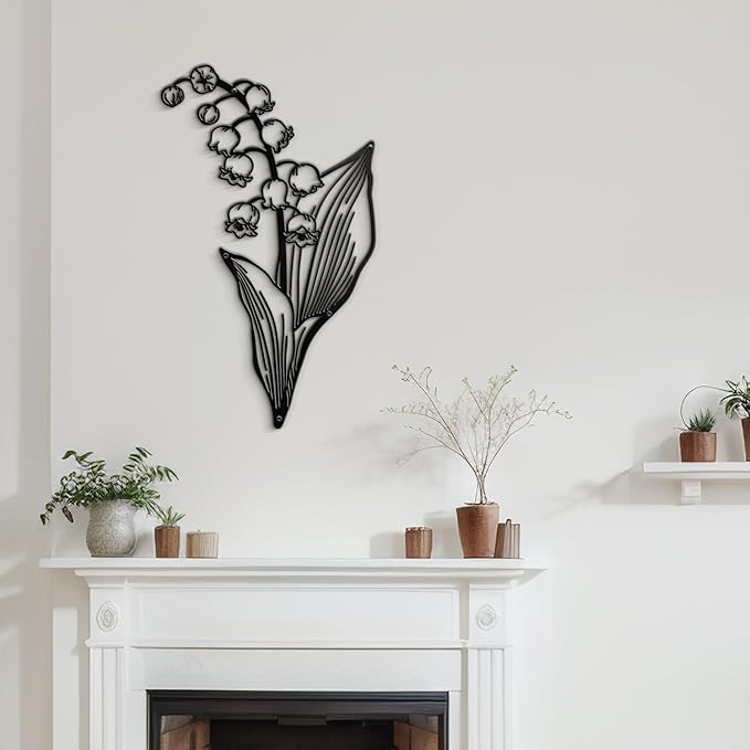 SIGNLEADER Metal Wall Art Decor Petal and Leaf Modern Abstract Wall Sculpture Hangings Home Decoration for Living Room, Bedroom, Bathroom, Kitchen, Outdoor - 18" Black