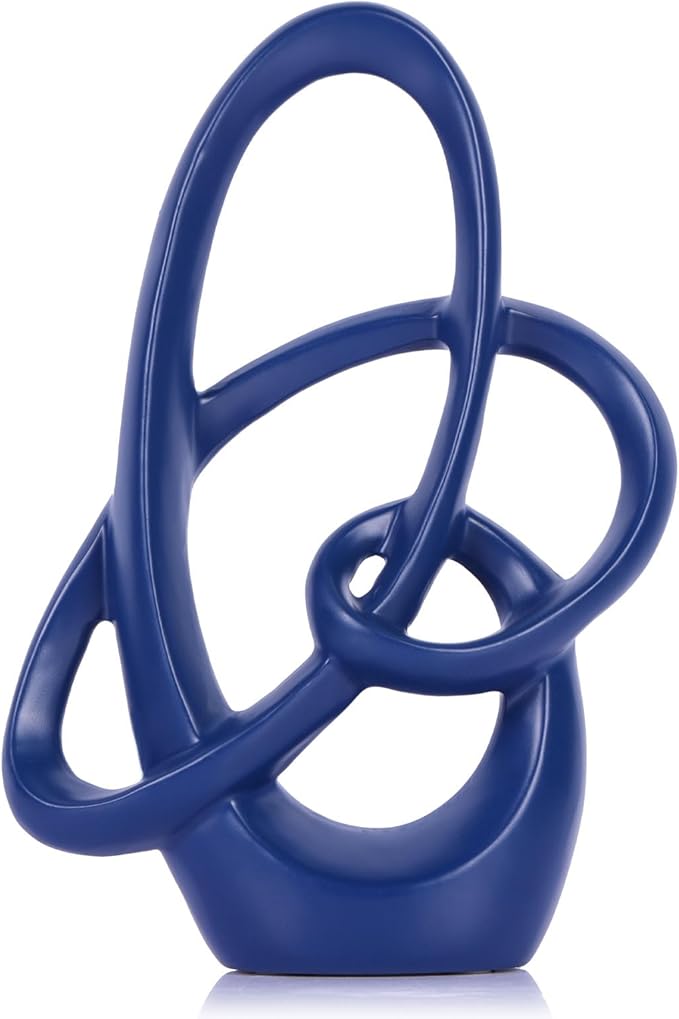 QIANLING Blue Knot Statue Decor - Modern Sculptures Home Decor, Resin Abstract Decor Art Accent,Blue Centerpieces for Living Room, Bedroom, Bathroom, Office, Shelf, Mantel - Wedding, Coffee Table