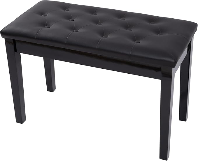 Piano Bench with Padded Cushion and Music Book Storage Compartment, Duet Wooden Seat, 13.7 x 29.5 x 20 inches, Load 440lb Black