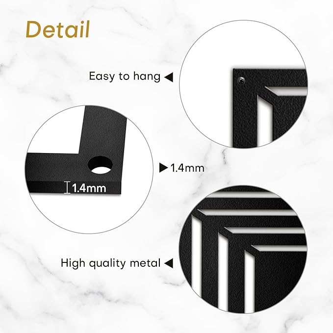 SIGNLEADER Metal Wall Decor Rectangles Gradient Minimalist Modern Luxury Wall Sculpture Hangings 3D Statue Home Decoration for Living Room, Bedroom, Bathroom, Kitchen, Fireplace, Office - 24" Black