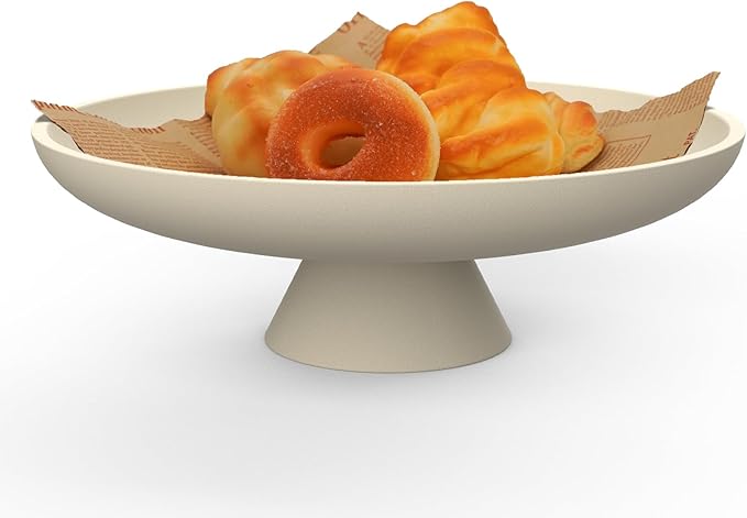 Concrete Decorative Bowl for Kitchen Counter Large Fruit Bowl Handmade Modern Key Holder for Entryway Table,Heavy Duty Coffee Table Centerpiece Tray with Non-slip Base Aesthetic Home Decor Accessory
