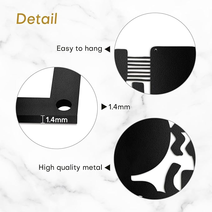 SIGNLEADER Metal Wall Decor Matisse Picasso Minimalist Modern Luxury Wall Sculpture Hangings 3D Statue Home Decoration for Living Room, Bedroom, Bathroom, Kitchen, Fireplace, Office - 18" Black
