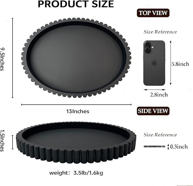 Oval Tray for Coffee Table Décor 13" Concrete Modern Decorative Trays Home Décor Accents -Coffee Table Centerpieces -Island Decor Contemporary Tray