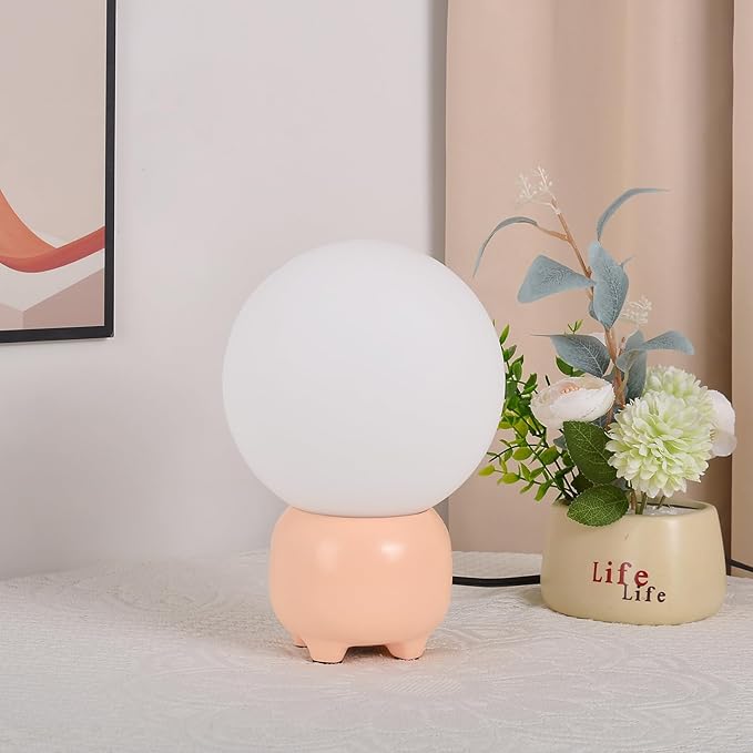 Arturesthome Small Boho Table Lamp for Living Room,Bedroom Side/End Table Side Table LED Lamp Shade for Reading Study Pink
