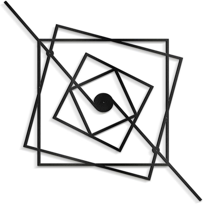 SIGNLEADER Metal Wall Decor Geometric Abstract Minimalist Modern Luxury Wall Sculpture Hangings 3D Statue Home Decoration for Living Room, Bedroom, Bathroom, Kitchen, Fireplace, Office - 18" Black