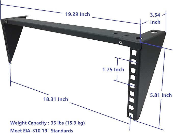 Jingchengmei 3U 19 Inch Wall Mount Vertical Rack Bracket -Wall Mount Patch Panel Bracket for Network & Data Equipment (3U90)