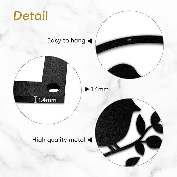 SIGNLEADER Metal Wall Art Decor Two Birds in Branches Minimalist Modern Abstract Wall Sculpture Hangings Home Decoration for Living Room, Bedroom, Bathroom, Kitchen, Outdoor - 18" Black