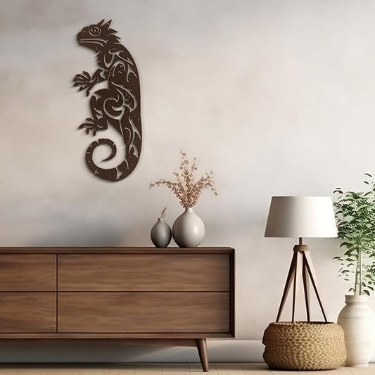 SIGNLEADER Metal Wall Art Decor Lizard Minimalist Modern Abstract Wall Sculpture Hangings Home Decoration for Living Room, Bedroom, Bathroom, Kitchen, Outdoor - 18" Bronze