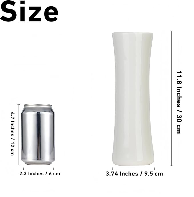 12 Inch White Vase Ceramic Flower Vase, Tall Vases for Pampas Grass, Home Decor, Modern Textured Vases for Living Room Decorations,Table Centerpieces,Shelf,Farmhouse Small Ceramic Vase
