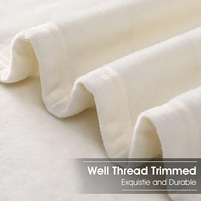 EASELAND Soft King Size Blanket Winter Warm Microplush Lightweight Thermal Fleece Blankets for Couch Bed Sofa,90x108 Inches,Ivory