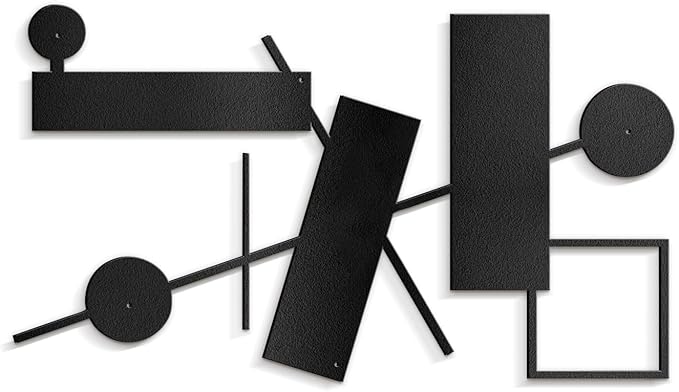 SIGNLEADER Metal Wall Decor Rectangles Abstract Picasso Minimalist Modern Luxury Wall Sculpture Hangings 3D Statue Home Decoration for Living Room, Bedroom, Bathroom, Kitchen, Fireplace, Office - 24" Black