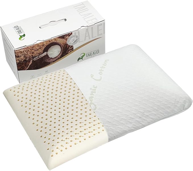 Talalay Natural Latex Sleeping Pillow, Medium Firmness Standard Pillow for Side, Back, and Stomach Sleepers to Get a Restful Sleep