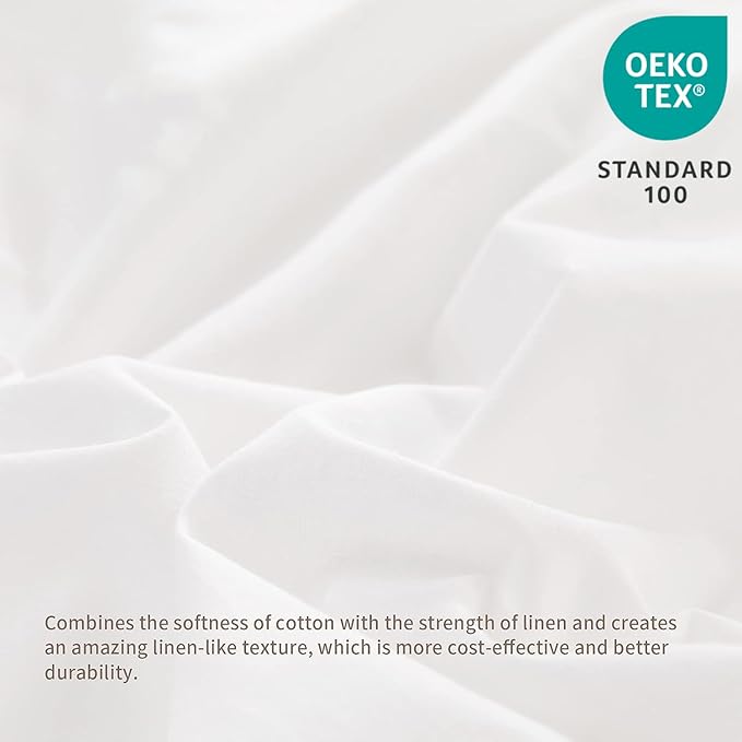 BISELINA French Linen Bed Skirt with Pleated Frills 14-Inch Tailored Drop Natural Flax Cotton Blend Dust Ruffle Soft Cozy Farmhouse Bedding (14" Full, White)