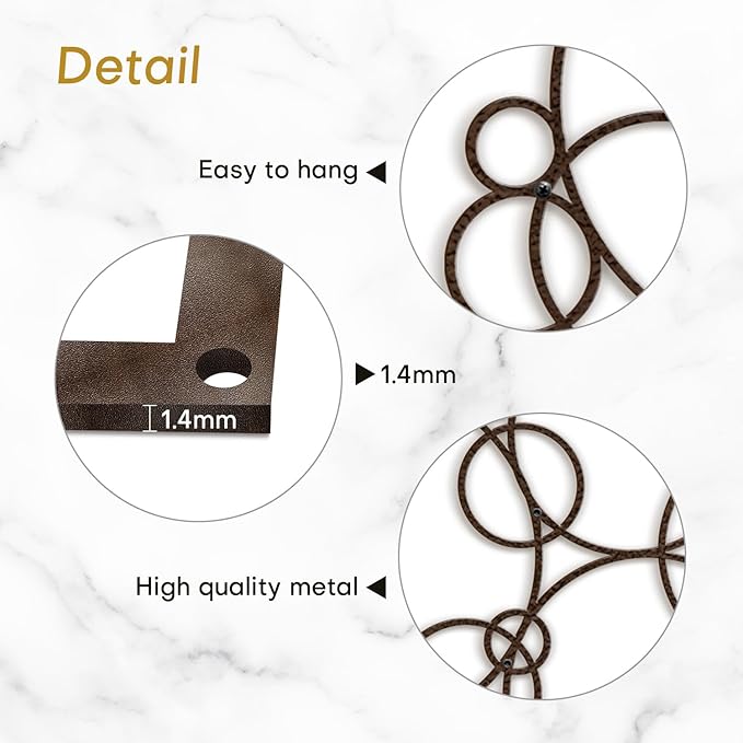SIGNLEADER Metal Wall Decor Circles Bubbles Minimalist Modern Luxury Wall Sculpture Hangings 3D Statue Home Decoration for Living Room, Bedroom, Bathroom, Kitchen, Fireplace, Office - 24" Bronze