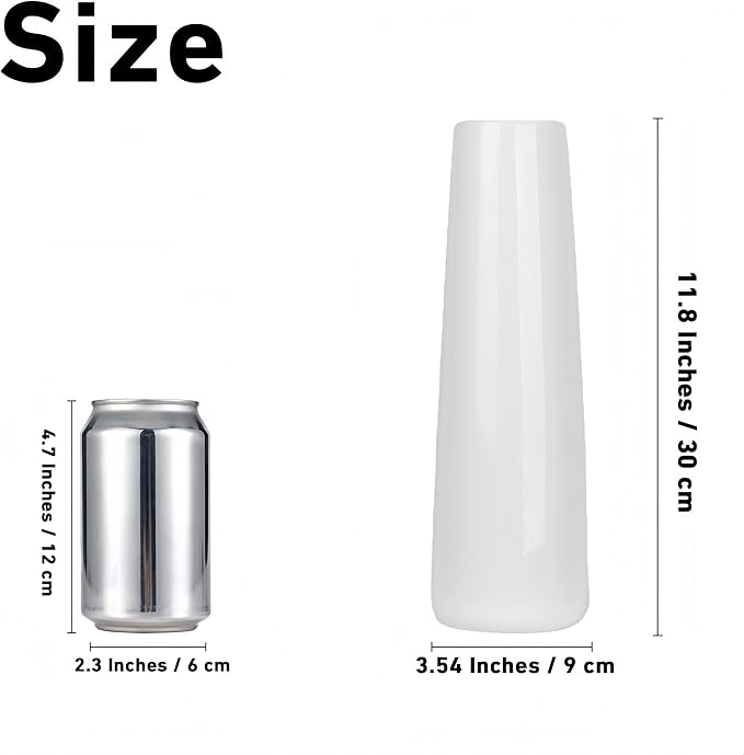 12 Inch White Vase Ceramic Flower Vase, Tall Vases for Pampas Grass, Home Decor, Modern Textured Vases for Living Room Decorations,Table Centerpieces,Shelf,Farmhouse Small Ceramic Vase