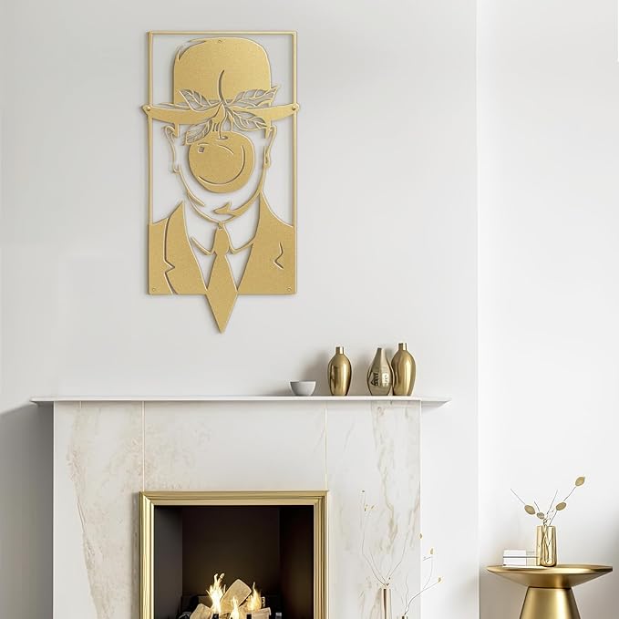 SIGNLEADER Metal Wall Art Decor Chaplin Modern Abstract Wall Sculpture Hangings Home Decoration for Living Room, Bedroom, Bathroom, Kitchen, Outdoor - 18" Gold