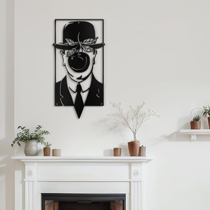 SIGNLEADER Metal Wall Art Decor Chaplin Modern Abstract Wall Sculpture Hangings Home Decoration for Living Room, Bedroom, Bathroom, Kitchen, Outdoor - 18" Black
