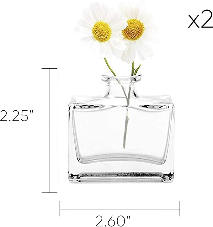 CHIVE ‘Loft’ Small Mini Flower Vases - Clear Glass Bud Vases, Set of 10 - Cute Vintage Rustic Centerpieces for Wedding, Events & Home - Premium Quality, Designed to Last