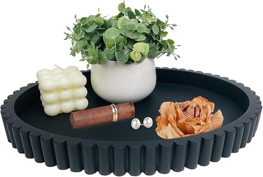 Oval Tray for Coffee Table Décor 13" Concrete Modern Decorative Trays Home Décor Accents -Coffee Table Centerpieces -Island Decor Contemporary Tray