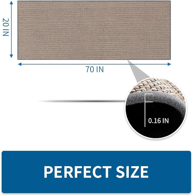 MontVoo Kitchen Rugs and Mats Non Skid Washable, Absorbent Runner Rugs for Kitchen, Front of Sink, Kitchen Mats for Floor (Grey, 20"x70")