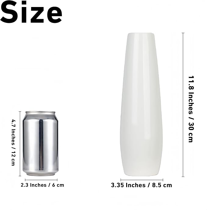 12 Inch White Vase Ceramic Flower Vase, Tall Vases for Pampas Grass, Home Decor, Modern Textured Vases for Living Room Decorations,Table Centerpieces,Shelf,Farmhouse Small Ceramic Vase