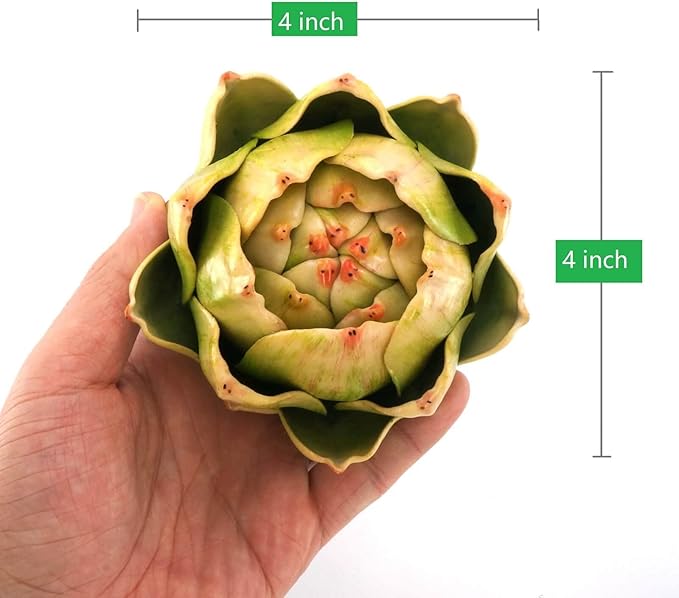 Large Green Artificial Artichokes Fruits - Fake Fruits and Realistic Vegetables for Kitchen Bowl and Vase Filler Decorations (6)