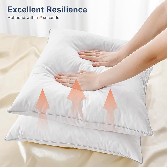 Lewondr 26x26 inch Pillow Insert Set of 2, Down and Feather Throw Pillow Inserts Premium Soft Fluffy with Piping Edge, 100% Down-Proof Square Pillow Insert for Living Room Sofa Couch Bed, White