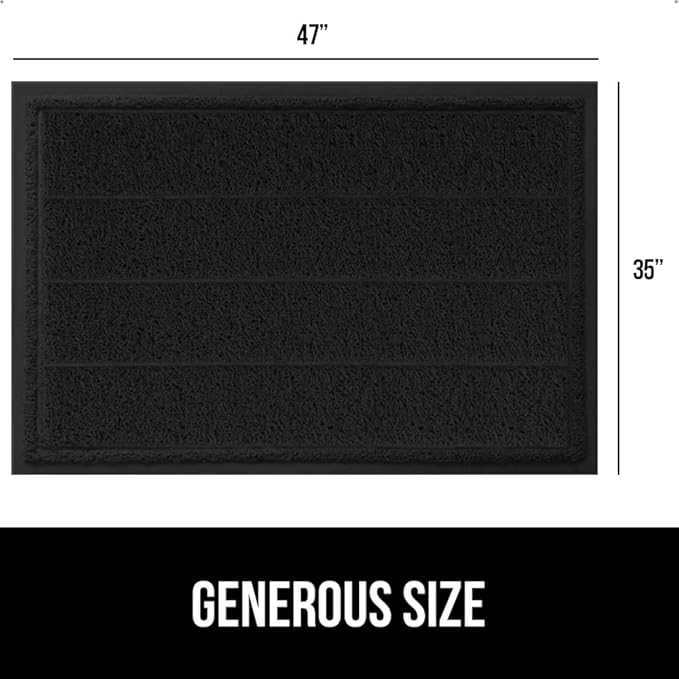 GORILLA GRIP Dirt Grabber Mesh Doormat, Low-Profile, Stain and Fade Resistant Heavy Duty Quick Dry Striped Doormats, Mats for Indoor or Outdoor Entry, Shoe Scraper, Garage Entrance Mat, 47x35, Black