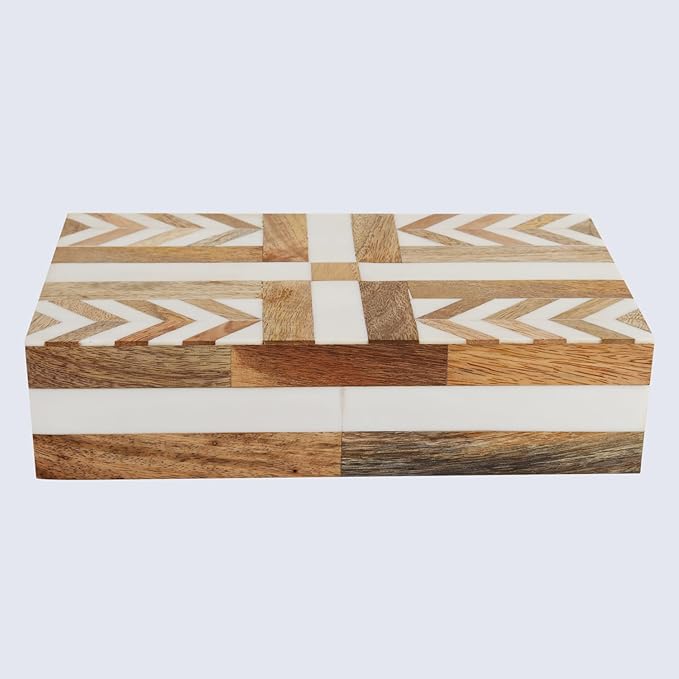 Handicrafts Home Decorative Storage Box 10x6 – Remote Organizer Box with Lid, Modern Decorative Keepsake Box, Boho Shelf Décor, Memory Box for Photos or Letters, Decorative Box for Table Décor