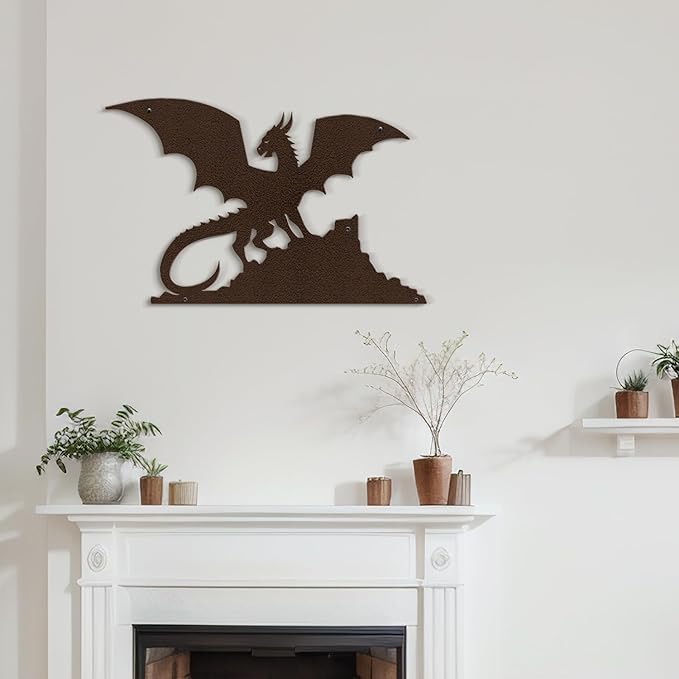 SIGNLEADER Metal Wall Art Decor Flying Dragon Minimalist Modern Abstract Wall Sculpture Hangings Home Decoration for Living Room, Bedroom, Bathroom, Kitchen, Outdoor - 18" Bronze
