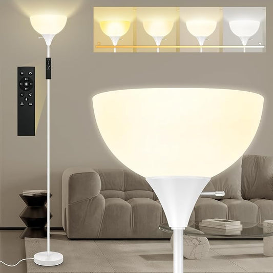 Floor Lamps for Living Room, 71'' Torchiere Floor Lamps with Remote, 2700K-6500K Colors Temperature & Brightness Adjustable, 10W/1200LM White Dimmable Floor Lamp,Tall Standing Lamp for Bedroom/Office