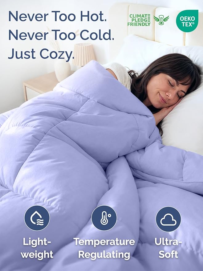 King Size, Lavender Alternative Down Comforter - Warm & Lightweight, Luxury and Breathable Hotel Quality Bedding Set - All Season Fluffy and Cozy Oversized Cooling Microfiber Duvet Insert Comforter
